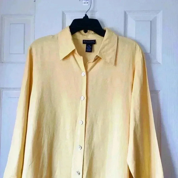 Dialogue Women’s Linen Blend tunic Top dress shirt  & tank top  set of 2  medium - Picture 2 of 12